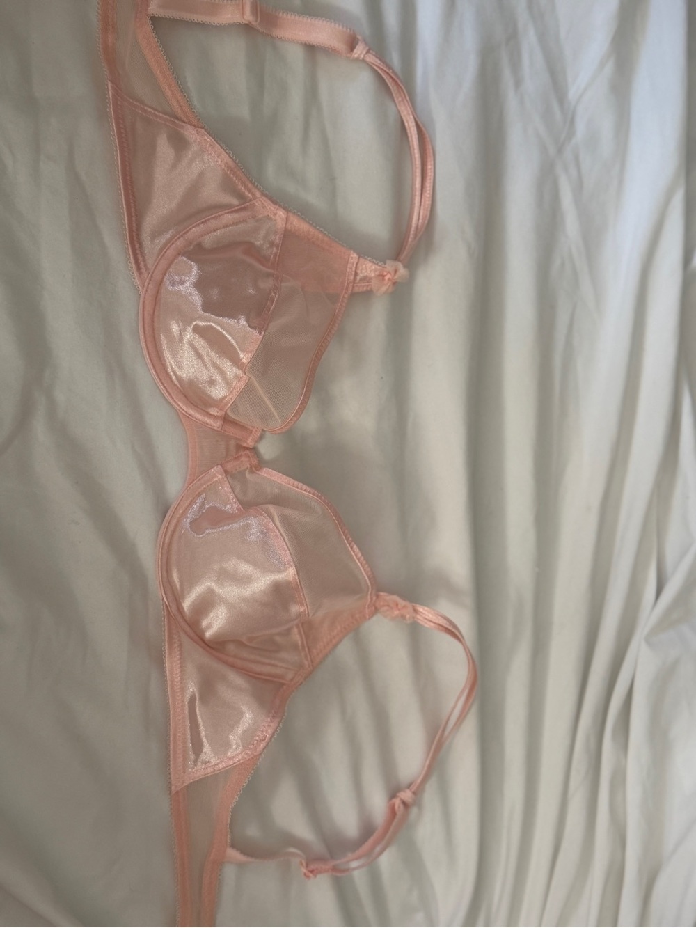 Vintage Victoria’s Secret Y2K Gold Label Pink Satin/Sheer Bra 34C USA Style 920